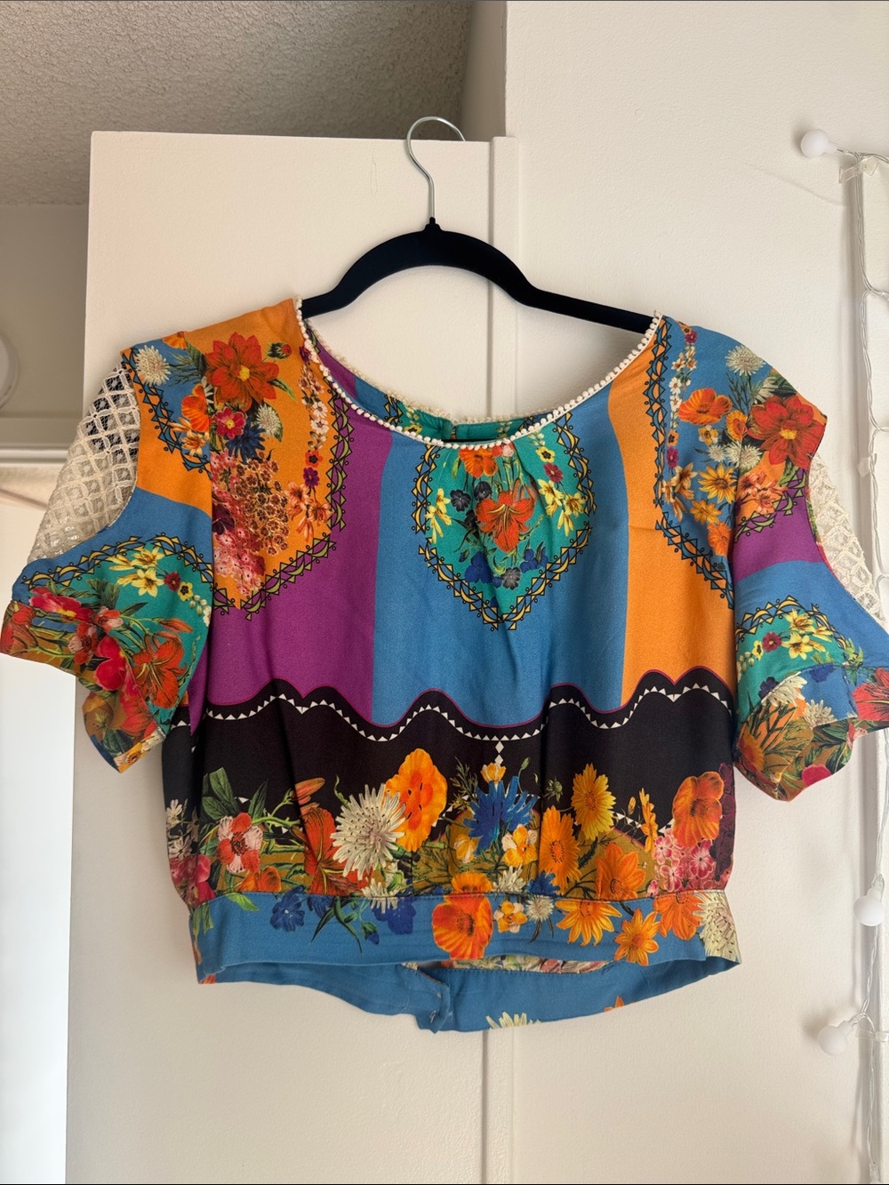 FARM Rio Multicolor Floral Stripe Crop Top